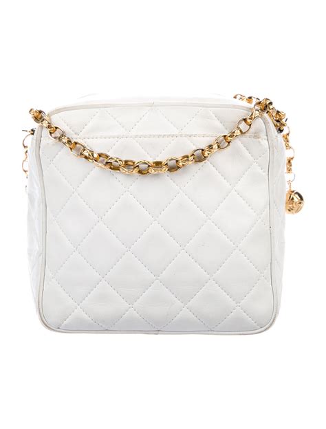 chanel bag white quilted|White Chanel crossbody bag.